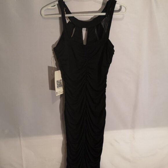 NWT Emerald Sundae Ladies Size Medium Black Ruched Sleeveless Party Dress - Picture 4 of 7